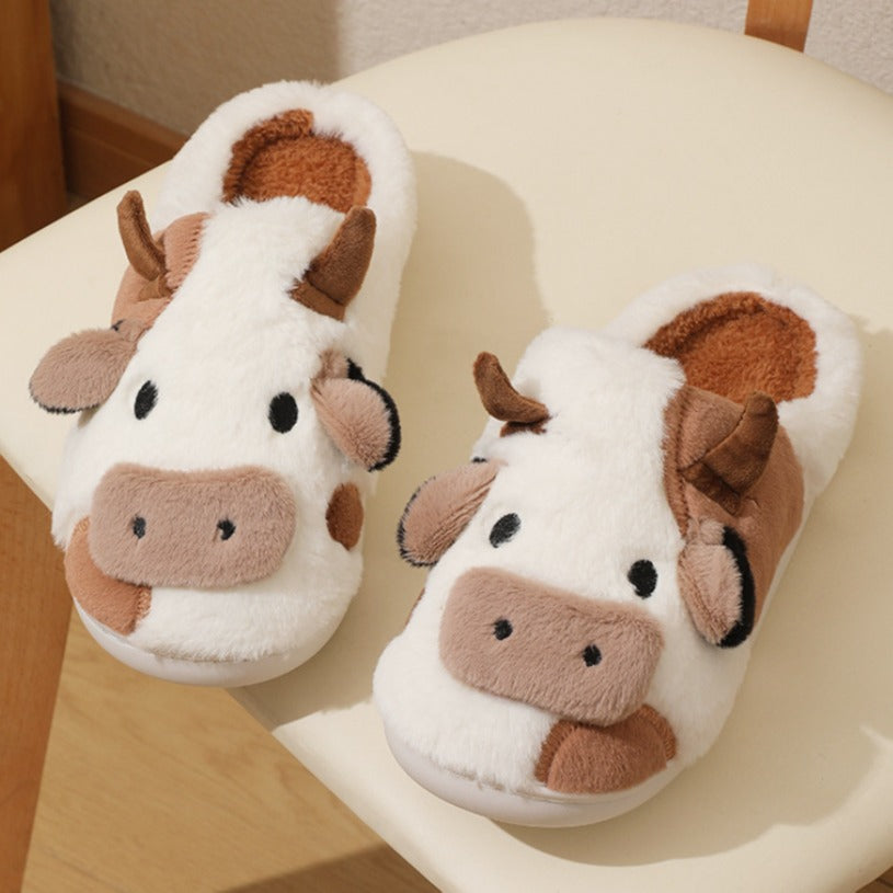 Wholesale Winter Cartoon Cow Plush Cotton Slippers